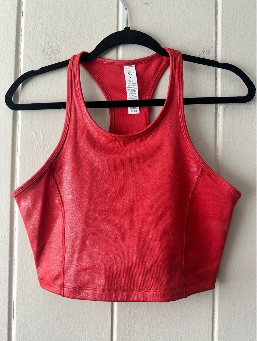 Nanette Lepore Shimmer Red Athletic Crop Top Sports Bra Size Large